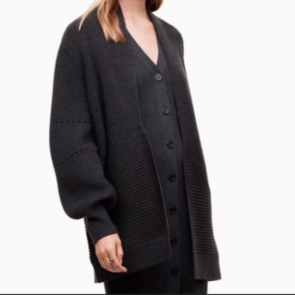Wilfred Darcey Sweater Cardigan with Balloon Sleeve, Size XS, Black - Picture 1 of 16